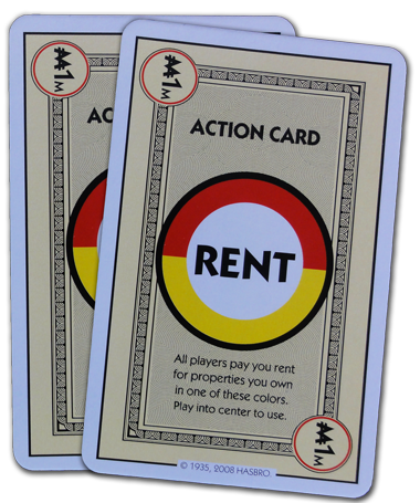 Monopoly Deal Photos: Red And Yellow Rent Card